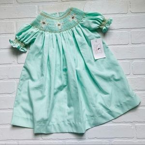 Girl’s 2T Smocked Dress Pima Cotton Mint